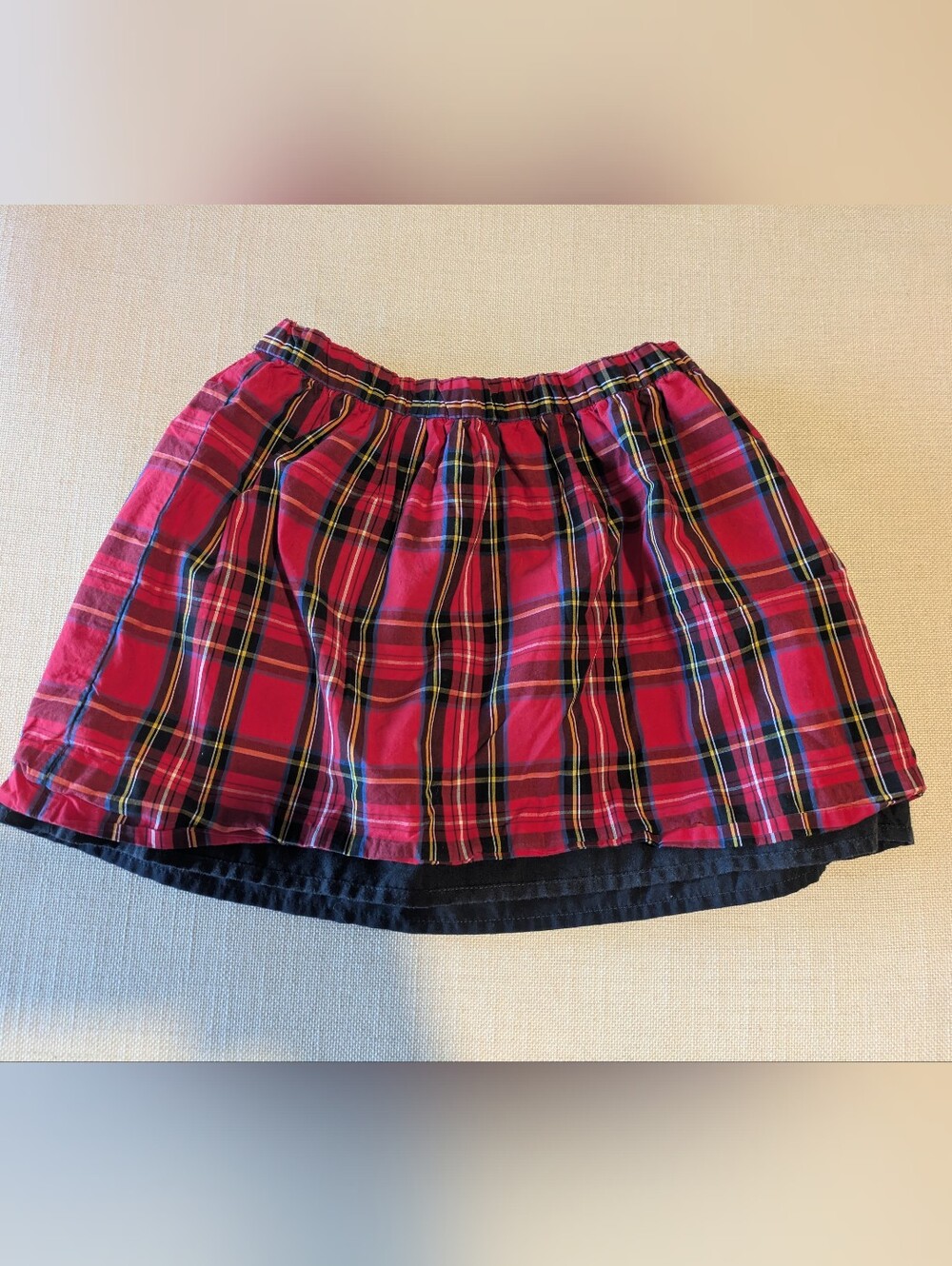 Red Plaid Layered Mini Skirt - Girls
